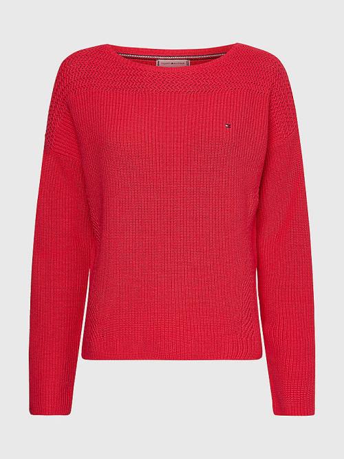 Tommy Hilfiger Tekne Neck Relaxed Fit Jumper Kazak Kadın Pembe | TH367UDF