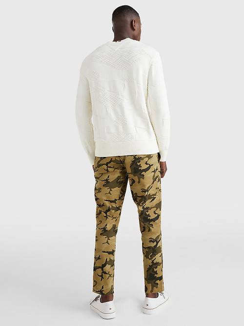 Tommy Hilfiger Textured Camo Jumper Kazak Erkek Beyaz | TH072EBV