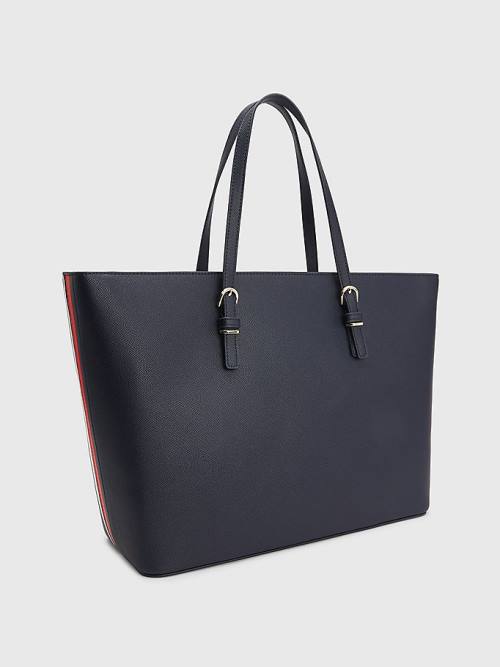 Tommy Hilfiger Textured Medium Tote Çanta Kadın Mavi | TH418RZW