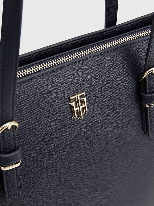 Tommy Hilfiger Textured Medium Tote Çanta Kadın Mavi | TH418RZW