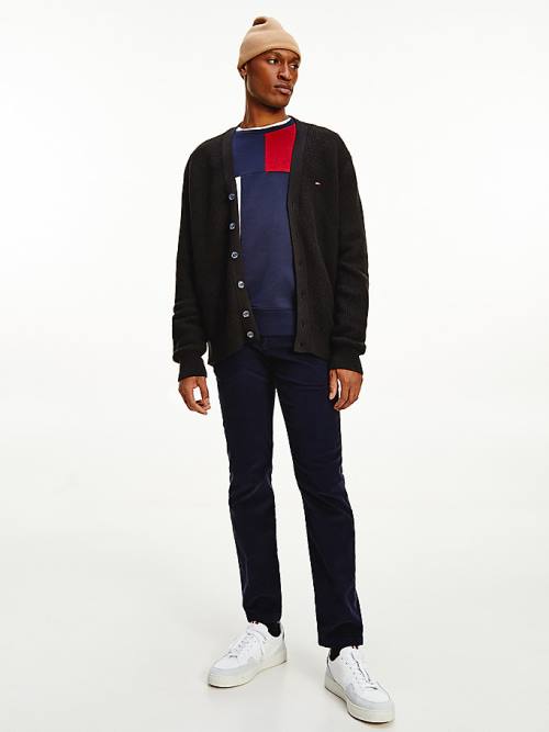 Tommy Hilfiger Textured Relaxed Fit Cardigan Kazak Erkek Siyah | TH528SKE