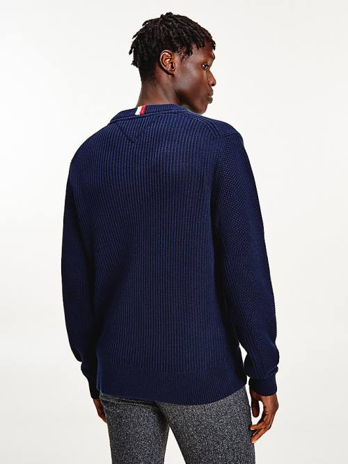 Tommy Hilfiger Textured Relaxed Fit Jumper Kazak Erkek Mavi | TH293YXC