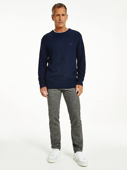 Tommy Hilfiger Textured Relaxed Fit Jumper Kazak Erkek Mavi | TH293YXC