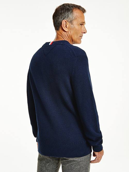 Tommy Hilfiger Textured Relaxed Fit Jumper Kazak Erkek Mavi | TH293YXC