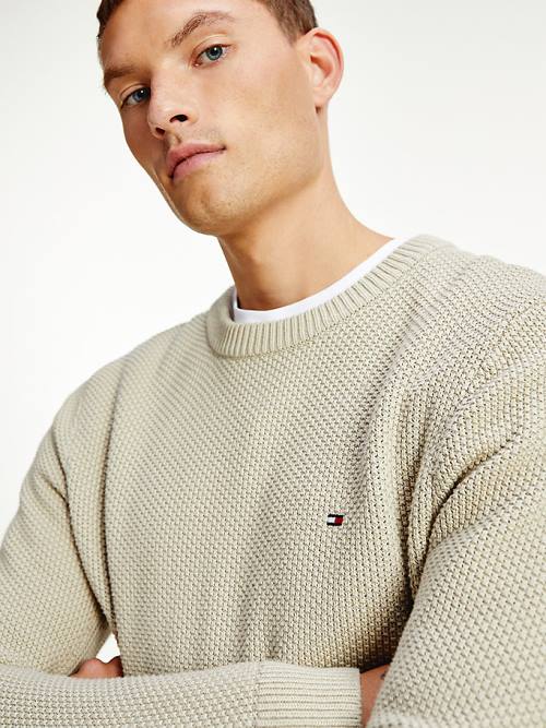 Tommy Hilfiger Textured Relaxed Fit Jumper Kazak Erkek Haki | TH314YVZ