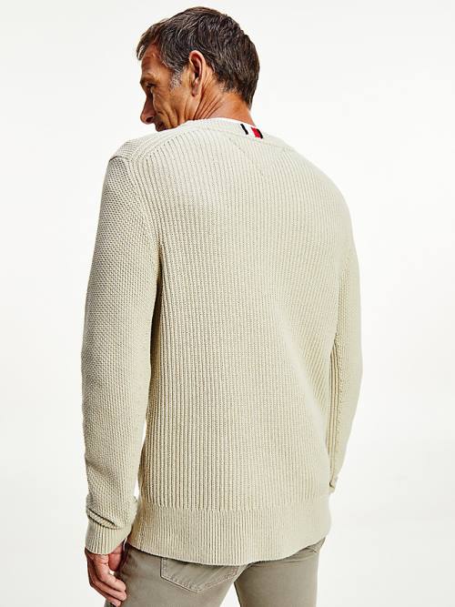 Tommy Hilfiger Textured Relaxed Fit Jumper Kazak Erkek Haki | TH314YVZ