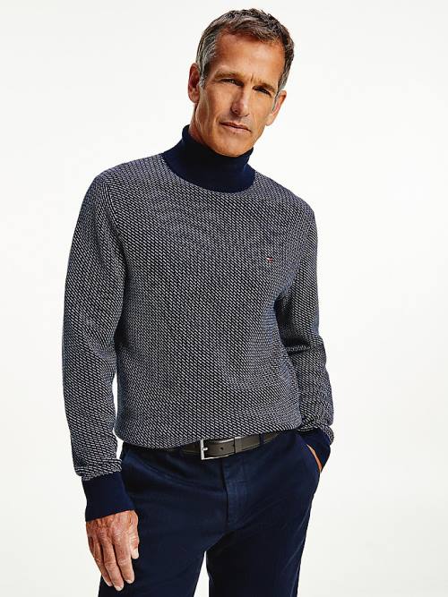 Tommy Hilfiger Textured Roll Neck Jumper Kazak Erkek Mavi | TH341FQK