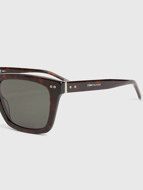 Tommy Hilfiger Thick Rimmed Rectangular Güneş Gözlüğü Erkek Kahverengi | TH570XUN