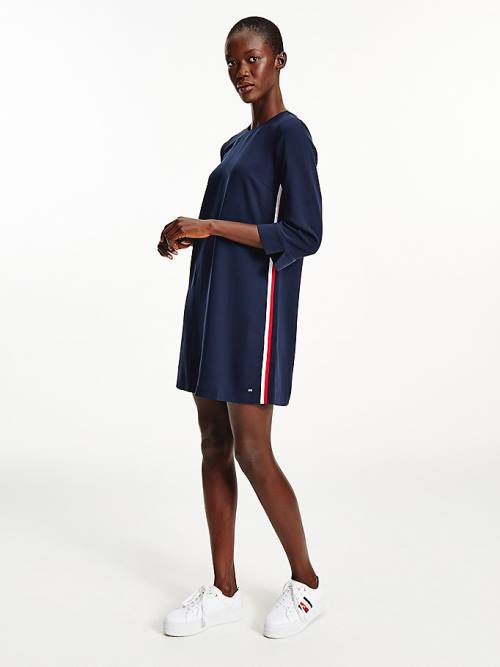 Tommy Hilfiger Three-Quarter Sleeve Shift Elbise Kadın Mavi | TH016BRS