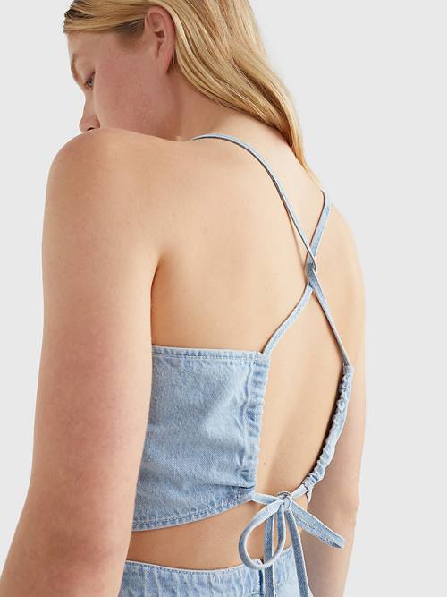 Tommy Hilfiger Tie Back Denim Chambray Top Gömlek Kadın Denim | TH432KHF