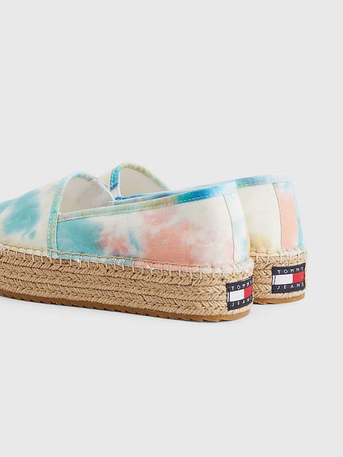 Tommy Hilfiger Tie-Dye Flatform Espadrilles Loafer Ayakkabı Kadın Beyaz | TH631LXG