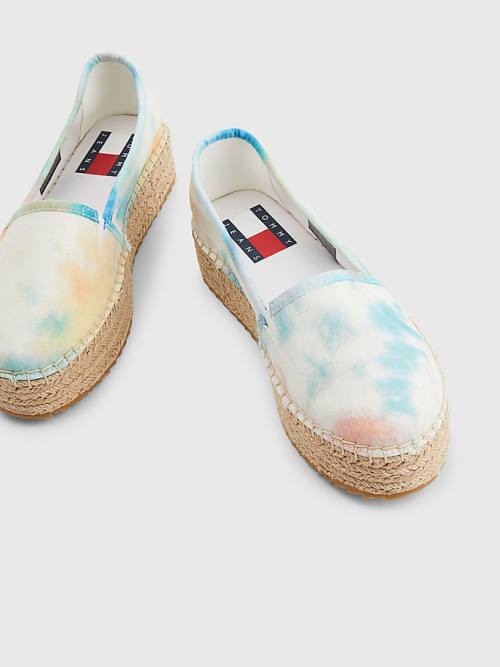 Tommy Hilfiger Tie-Dye Flatform Espadrilles Loafer Ayakkabı Kadın Beyaz | TH631LXG