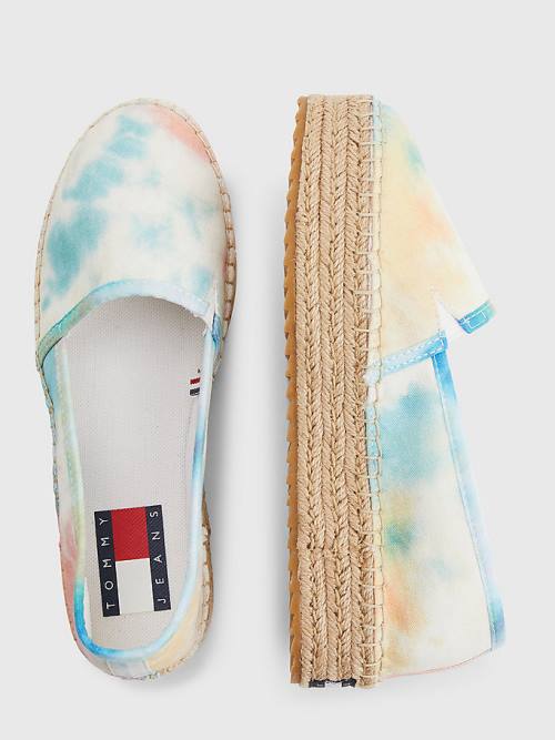 Tommy Hilfiger Tie-Dye Flatform Espadrilles Loafer Ayakkabı Kadın Beyaz | TH631LXG