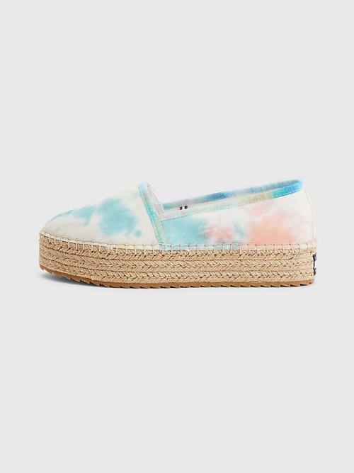 Tommy Hilfiger Tie-Dye Flatform Espadrilles Loafer Ayakkabı Kadın Beyaz | TH631LXG