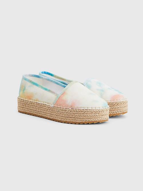 Tommy Hilfiger Tie-Dye Flatform Espadrilles Loafer Ayakkabı Kadın Beyaz | TH631LXG