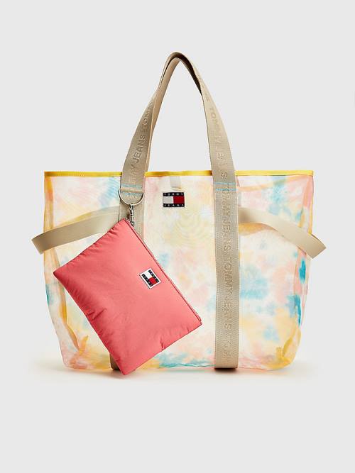 Tommy Hilfiger Tie-Dye Mesh Weekender Tote Çanta Kadın Beyaz | TH185TOL