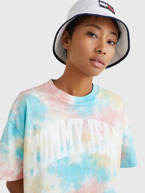 Tommy Hilfiger Tie-Dye Oversized Cropped Tişört Kadın Beyaz | TH308XUO