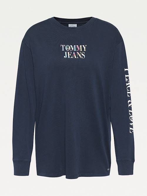 Tommy Hilfiger Tie-Dye Oversized Fit Long Sleeve Tişört Kadın Mavi | TH927ZDK