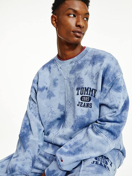 Tommy Hilfiger Tie-Dye Relaxed Fit Sweatshirt Erkek Mavi | TH362COF