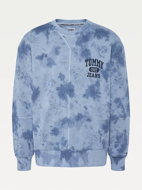 Tommy Hilfiger Tie-Dye Relaxed Fit Sweatshirt Erkek Mavi | TH362COF