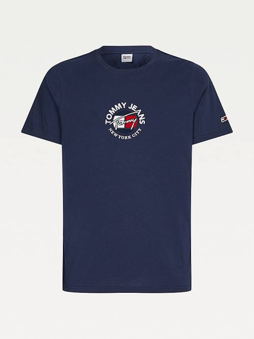 Tommy Hilfiger Timeless Signature Logo Tişört Erkek Mavi | TH423IES