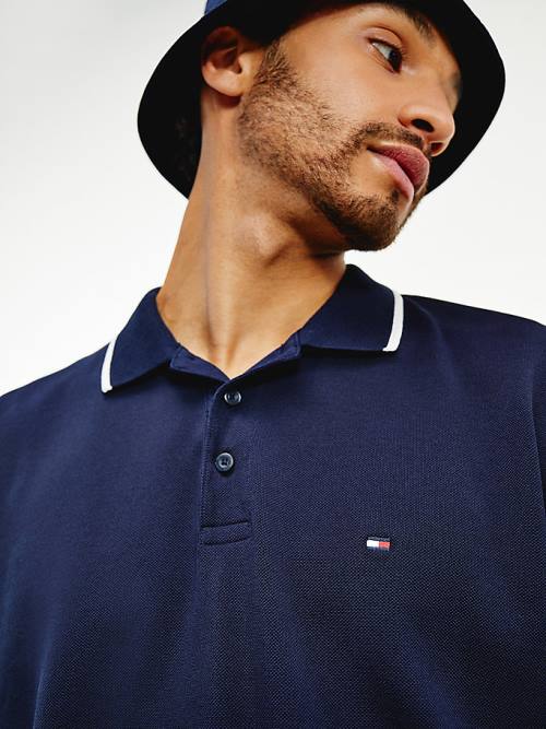 Tommy Hilfiger Tipped Long Sleeve Regular Fit Polo Yaka Tişört Erkek Mavi | TH124ZMK