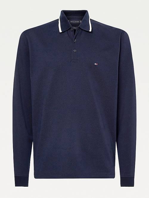 Tommy Hilfiger Tipped Long Sleeve Regular Fit Polo Yaka Tişört Erkek Mavi | TH124ZMK