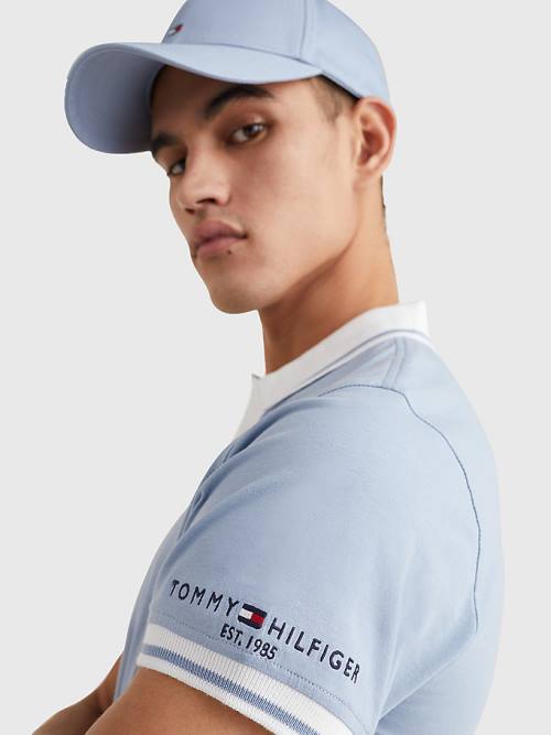 Tommy Hilfiger Tipped Slim Fit Jersey Polo Yaka Tişört Erkek Mavi | TH542QAK