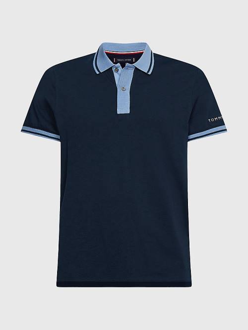 Tommy Hilfiger Tipped Slim Fit Jersey Polo Yaka Tişört Erkek Mavi | TH801ZXQ