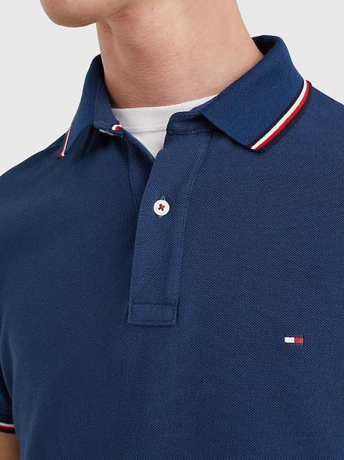 Tommy Hilfiger Tipped Slim Fit Polo Yaka Tişört Erkek Mavi | TH752GNU