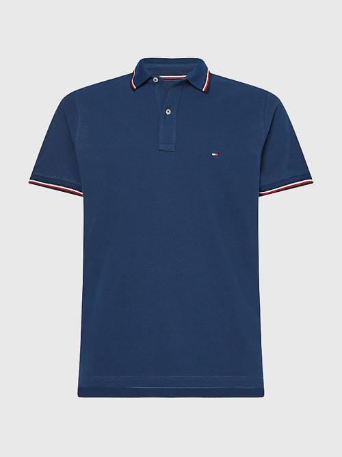 Tommy Hilfiger Tipped Slim Fit Polo Yaka Tişört Erkek Mavi | TH752GNU