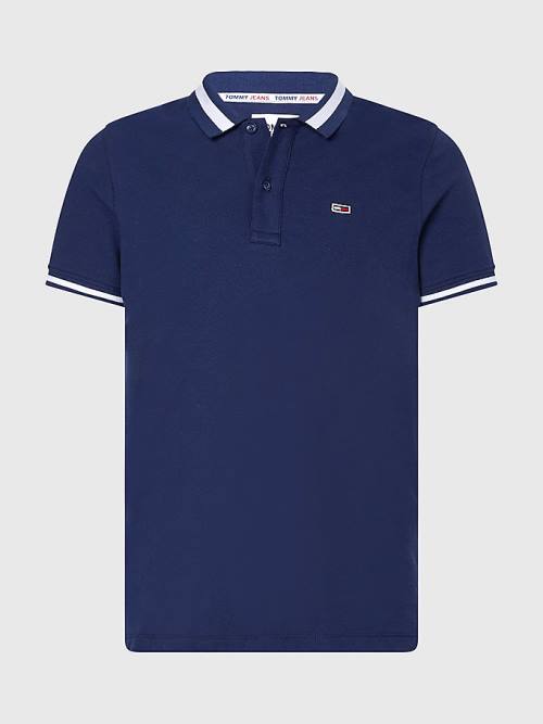 Tommy Hilfiger Tipped Stretch Slim Fit Polo Yaka Tişört Erkek Mavi | TH094NXH