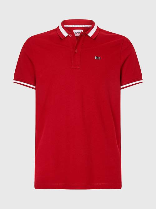 Tommy Hilfiger Tipped Stretch Slim Fit Polo Yaka Tişört Erkek Kırmızı | TH148NUS