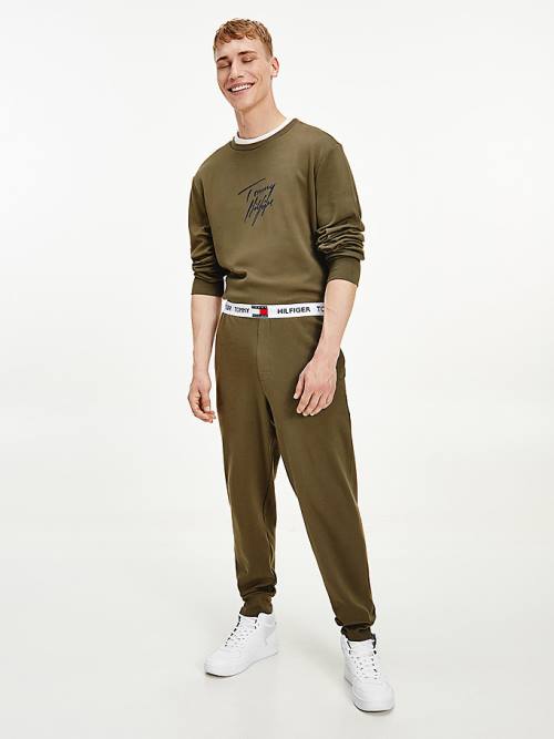 Tommy Hilfiger Tommy 85 Logo Waistband Stretch Joggers Pijama Erkek Haki | TH358OAK