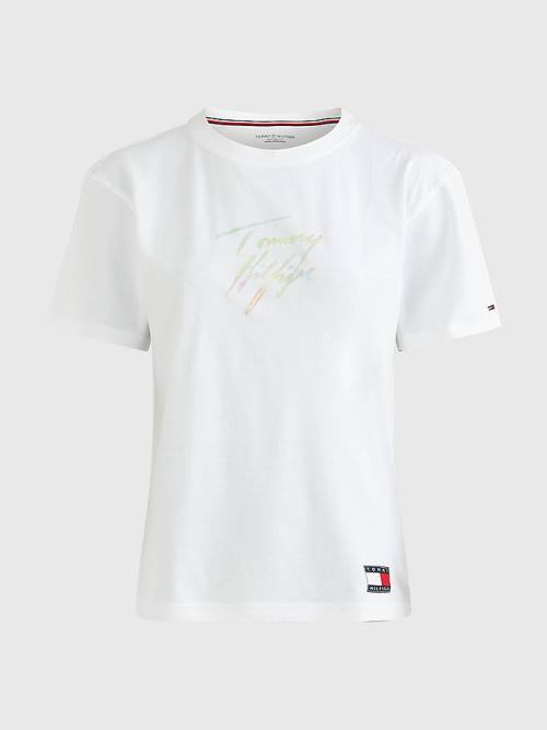 Tommy Hilfiger Tommy 85 Pastel Logo Tişört Kadın Beyaz | TH814UMA