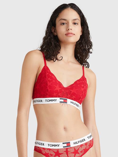 Tommy Hilfiger Tommy 85 Star Dantel Non-Wired Push-Up Bra İç Giyim Kadın Kırmızı | TH942BZC