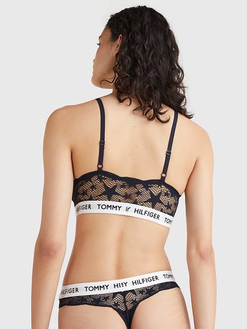 Tommy Hilfiger Tommy 85 Star Dantel Non-Wired Push-Up Bra İç Giyim Kadın Mavi | TH953NJZ