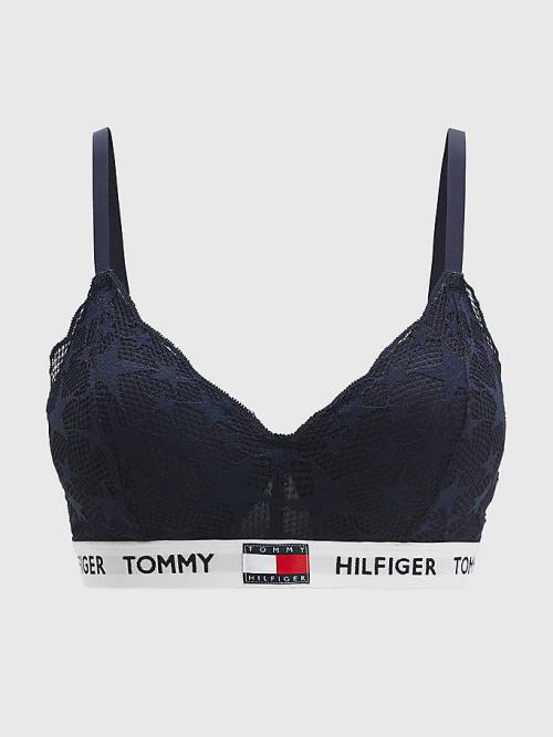 Tommy Hilfiger Tommy 85 Star Dantel Non-Wired Push-Up Bra İç Giyim Kadın Mavi | TH953NJZ