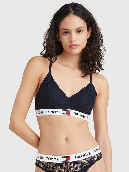 Tommy Hilfiger Tommy 85 Star Dantel Non-Wired Push-Up Bra İç Giyim Kadın Mavi | TH953NJZ