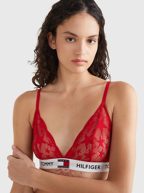 Tommy Hilfiger Tommy 85 Star Dantel Triangle Bra İç Giyim Kadın Kırmızı | TH723CFI