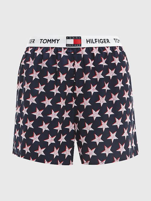 Tommy Hilfiger Tommy 85 Star Print Logo Waistband Shorts Pijama Kadın Bej Rengi | TH923TAO