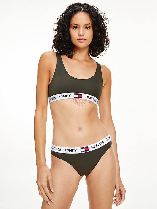 Tommy Hilfiger Tommy 85 Stretch Pamuklu Logo Tanga İç Giyim Kadın Haki | TH106WRZ