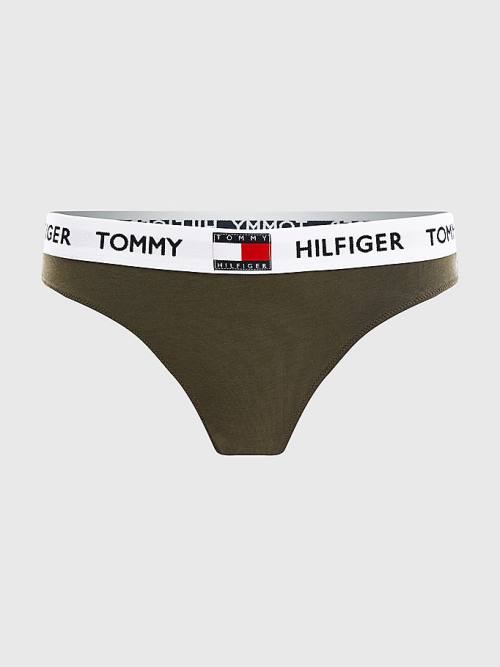 Tommy Hilfiger Tommy 85 Stretch Pamuklu Logo Tanga İç Giyim Kadın Haki | TH106WRZ