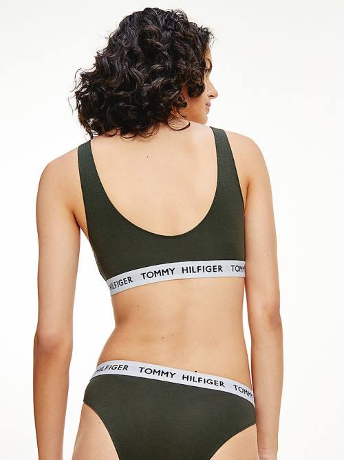 Tommy Hilfiger Tommy 85 Stretch Pamuklu Logo Bralette İç Giyim Kadın Haki | TH175HQT