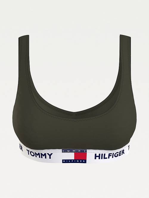 Tommy Hilfiger Tommy 85 Stretch Pamuklu Logo Bralette İç Giyim Kadın Haki | TH175HQT