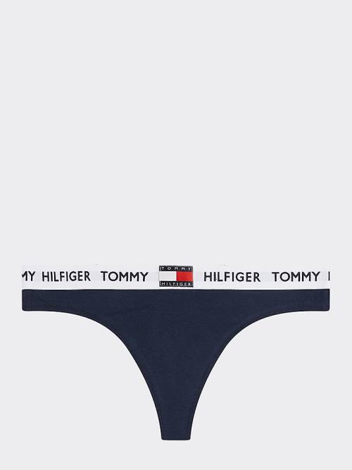 Tommy Hilfiger Tommy 85 Stretch Pamuklu Logo Tanga İç Giyim Kadın Mavi | TH314FAD