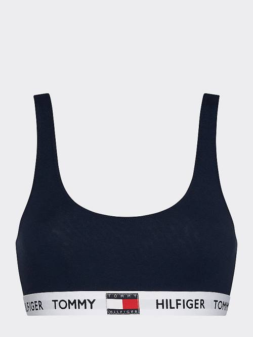 Tommy Hilfiger Tommy 85 Stretch Pamuklu Logo Bralette İç Giyim Kadın Mavi | TH538LFV