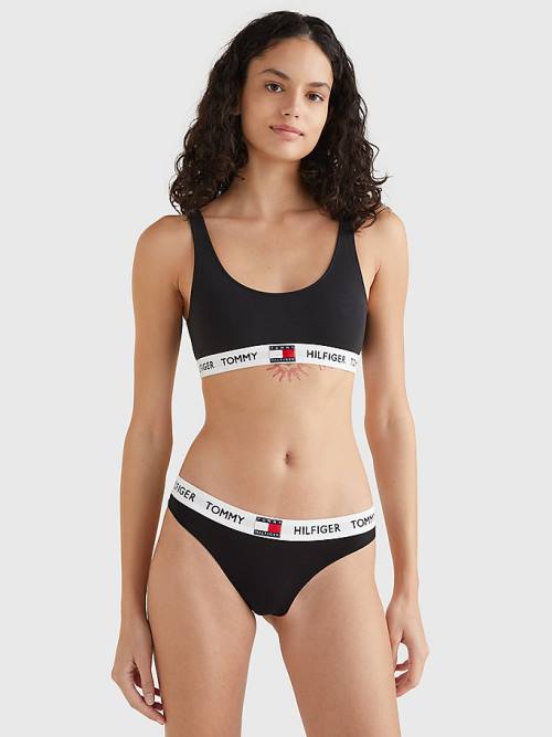 Tommy Hilfiger Tommy 85 Stretch Pamuklu Logo Tanga İç Giyim Kadın Siyah | TH576HUQ