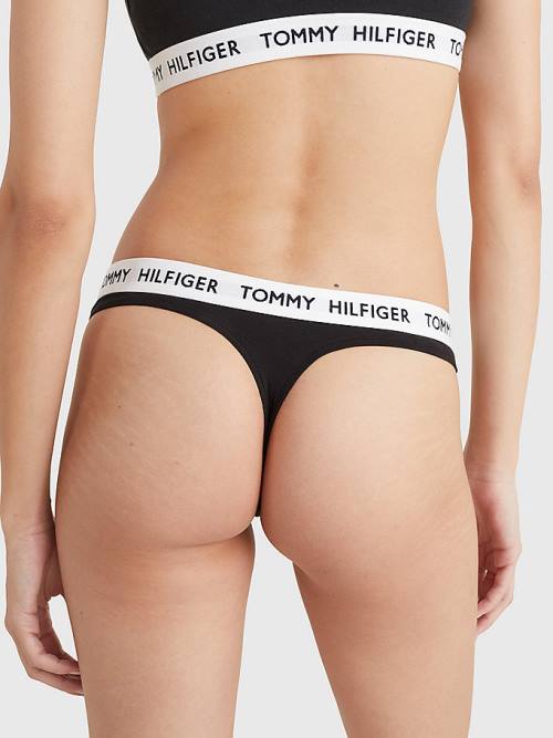 Tommy Hilfiger Tommy 85 Stretch Pamuklu Logo Tanga İç Giyim Kadın Siyah | TH576HUQ