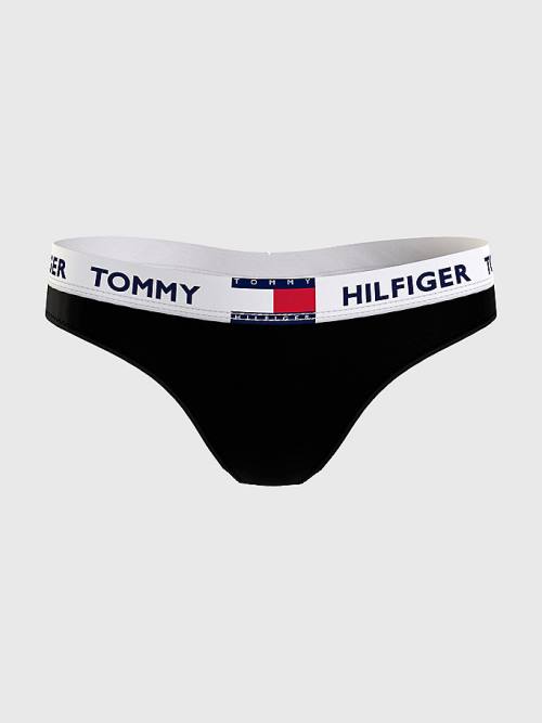 Tommy Hilfiger Tommy 85 Stretch Pamuklu Logo Tanga İç Giyim Kadın Siyah | TH576HUQ